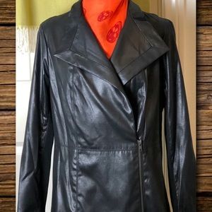 Womens Vegan Leather Black Moto Jacket Size Medium